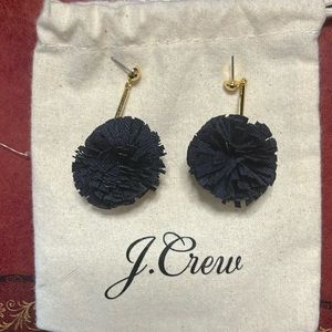 J.Crew Navy Blue Pompom Earrings